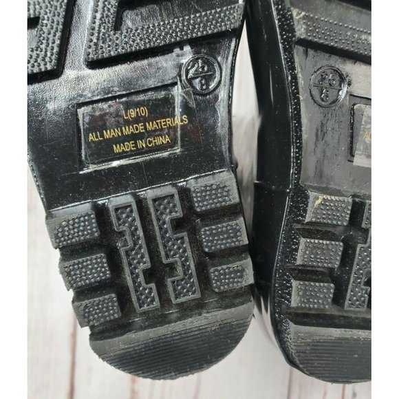 Girls Designer BeBe Graphics L 9/10 25 #121229 Black And White Rain Boots - Picture 11 of 12